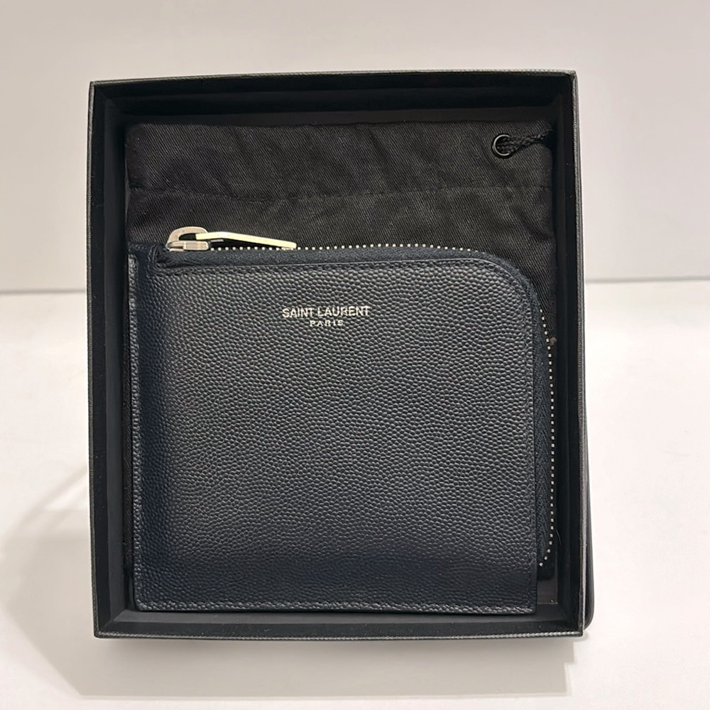 Saint Laurent Zip Around Wallet - Navy Blue